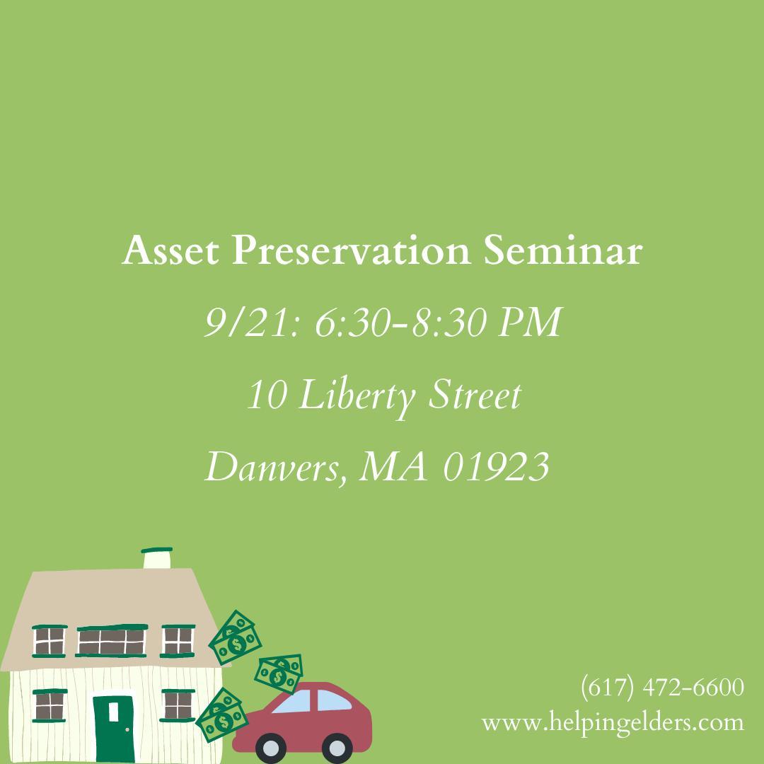 Join us in learning how you can protect yourself or a loved one on 9/21 at our Danvers location. ⠀
⠀
Our very own Nurse-Attorney, Ronald R. Kearns, will be leading this seminar and providing insight on the best ways to legally protect your assets as you and loved ones approach senior years.⠀
⠀
Pre-registration is required for this event. Please call (617) 472-6600 today to reserve your spot!