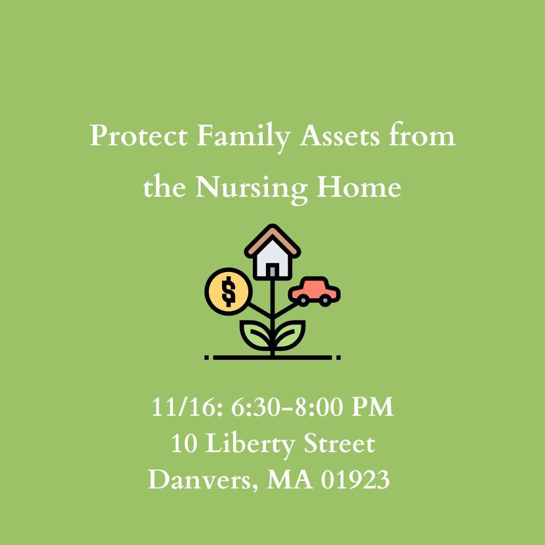 On 11/16, Nurse-Attorney Ron Kearns is headed to Danvers as a guest speaker at the “Protect Family Assets from the Nursing Home” seminar.  Ron is a seasoned expert in elder law and Medicaid planning. He will cover gifting, trusts and other tools to protect the home and other assets from nursing home expenses. ⠀
⠀
Registration is required - space is limited. Register here: https://buff.ly/3CF7FuX or by calling 978-777-5000. ⠀
⠀